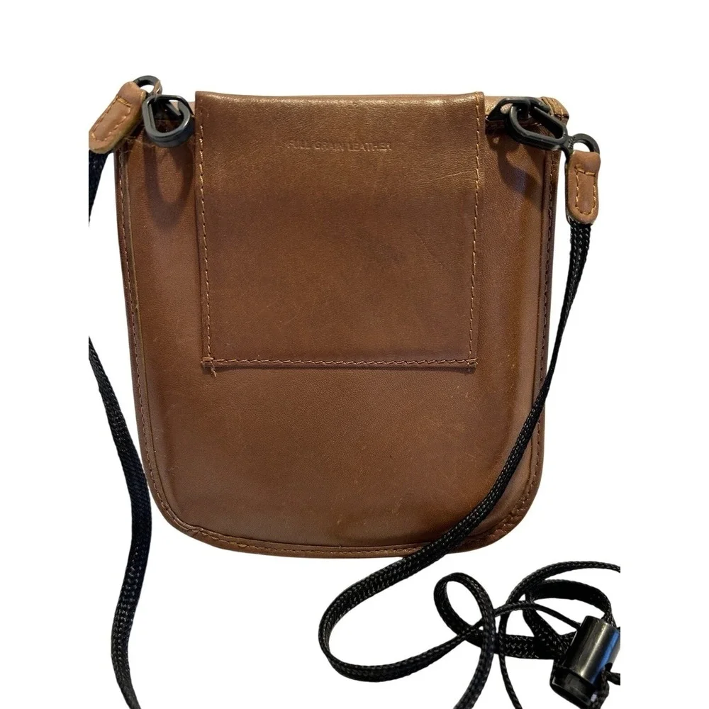 L.L. Bean Full Grain Leather Crossbody Bag Brown Small Organizer Travel‎ Vintage